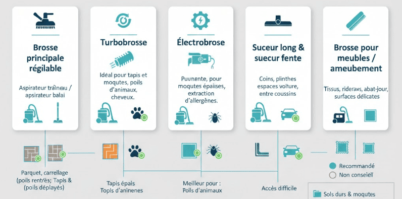 TYPE DE BROSSE POUR ASPIRATEUR